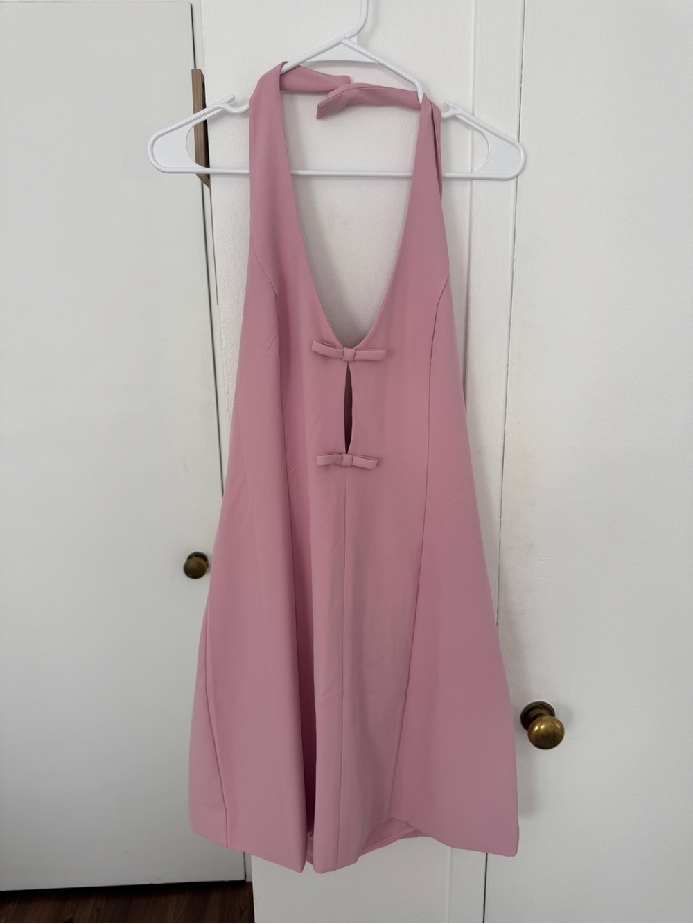 Abercrombie & Fitch Dusty Pink Halter Mini Dress with Front Bows